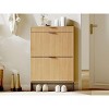 2 Flip Drawers with a Drawer, Narrow Shoe Storage Organizer with Drawer, Farmhouse Freestanding Hidden Shoe Rack Cabinet - 2 of 4