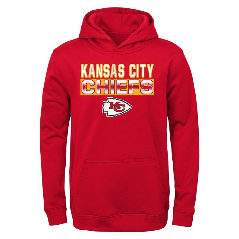 NFL Kansas City Chiefs Boys&#39; Long Sleeve Performance Hooded Sweatshirt, 1 of 2
