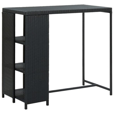 vidaXL Bar Table with Storage Rack Black 47.2"x23.6"x43.3" Poly Rattan