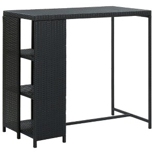 vidaXL Bar Table with Storage Rack Black 47.2"x23.6"x43.3" Poly Rattan - 1 of 4