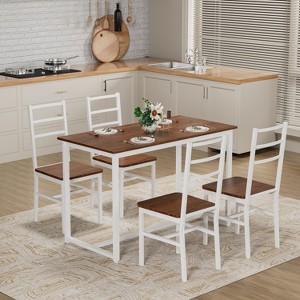 NicBex 5-Piece Industrial Style Dining Table Set & Backrest Chairs for Kitchen,Dining Room,Restaurant,Modern Dinette Set with Metal Frame - 1 of 4