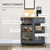 Aghana Digitals Grey Rolling Kitchen Cart with Bamboo-Grain Top, 4-Bottle Wine Rack, Stemware - 3 of 4