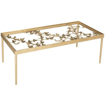 Ethereal Antique Gold Rectangular Butterfly Coffee Table