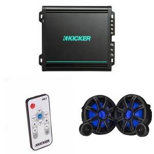 Kicker Premium Marine 8" Component Speaker and Amplifier bundle Includes LED Remote ( 51MSS8 & 48KMA1502 ) - 1 of 4