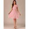 Allegra K Women's Work Ruffle Hem Cap Sleeve High Waist A-Line Layered Midi Dress - 3 of 4