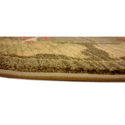 Edinburgh Round Brown and Red Geometric Synthetic Rug