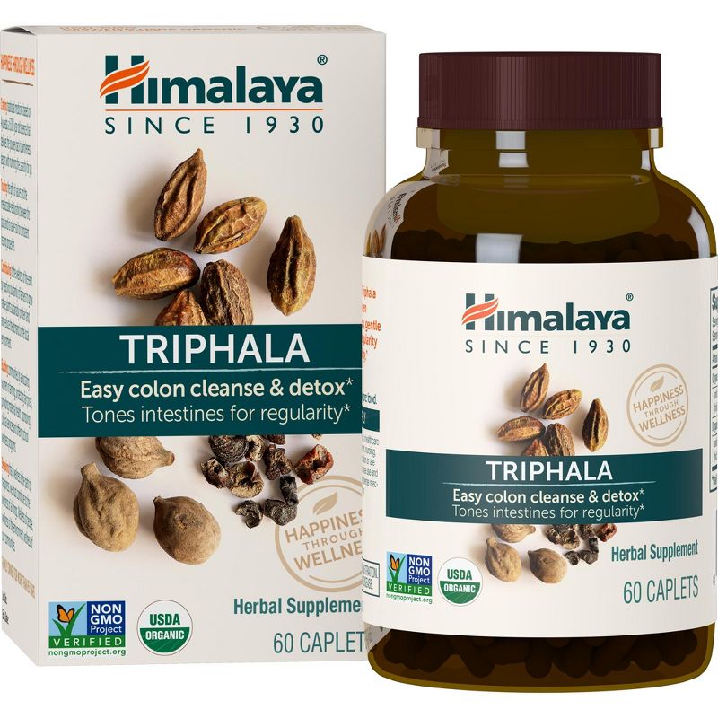 Himalaya Organic Triphala, Colon Cleanse & Digestive Supplement for Occasional Constipation, 688 mg, 60 Caplets, 2 Month Supply, 1 of 5