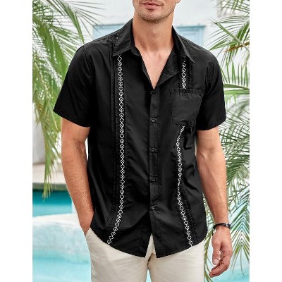 Whizmax Men's Cuban Guayabera Shirts Casual Short Sleeve Embroidery Button  Down Summer Beach Shirts With Pocket : Target