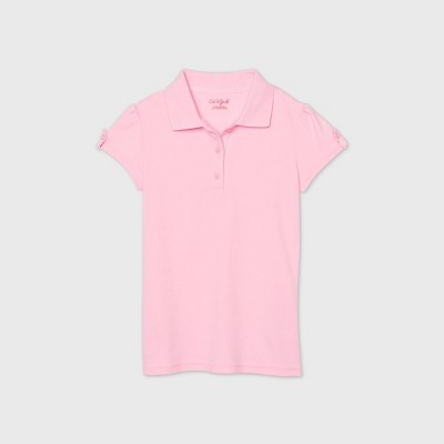 Girls' Short Sleeve Interlock Uniform Polo Shirt - Cat & Jack™ Pink XXL Plus
