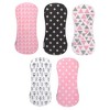 Dodo Babies 5-Pack Baby Burp Cloths - Soft Absorbent Cotton Burp Cloths - Includes Pacifier Case & 2 Pacifier Clips, Pink/Grey/Black - 2 of 4