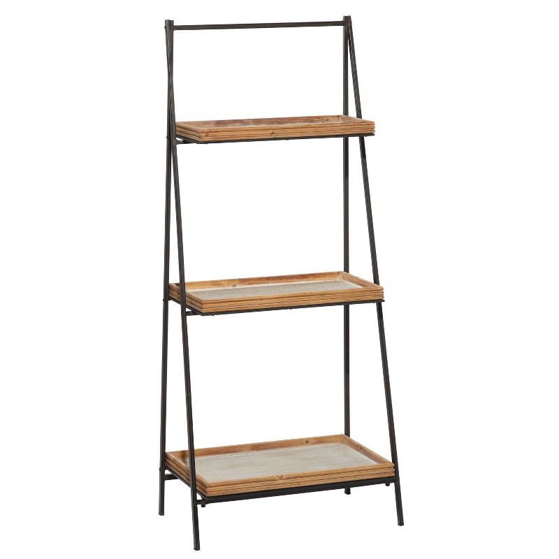 Industrial Wood Shelving Unit Brown - Olivia &#38; May, 3 of 8