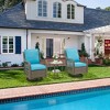 GustoWave 3-Piece Outdoor Wicker Rocking Chair Bistro Set With 2 Swivel Chairs And Tempered Glass Tabletop For Patio Porch Backyard - 4 of 4