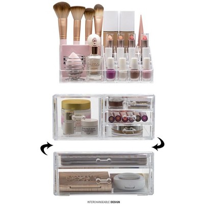 Sorbus Large Clear Makeup Organizer Case - 3 Piece Set