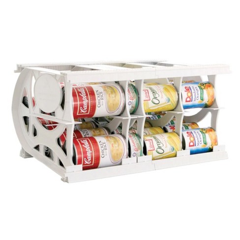 Shelf Reliance Compact Cansolidator Pantry Kitchen Organizer Holder With  Rotational And Adjustable Panel Systems For 60 Food Cans, White : Target