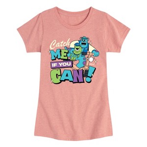 Girls' - Monsters Inc - Mike and Sulley Catch Me If You Can Fitted Short Sleeve Graphic T-Shirt - 1 of 4