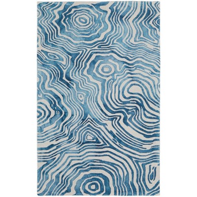 Lorrain Modern Abstract Blue/Ivory Area Rug