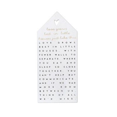 Love Grows Plaque Whitewashed Wood Finish Black - New View: MDF Wall Sign, Modern Decor, Vertical Panel