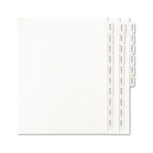 Avery Allstate-Style Legal Exhibit Index Dividers 25-Tab Exhibit A-Z Letter White 82105 - image 1 of 4