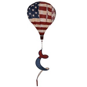 Briarwood Lane Everyday 4th of July Tea Stained American BurlapHot Air Balloon Windsock Wind Twister 54x12 - 1 of 3