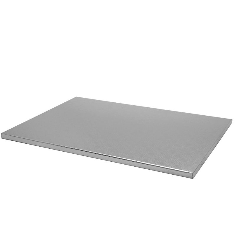 O'Creme Half Size Rectangular Silver Foil Cake Board, 1/2" Thick, Pack of 5, 3 of 4