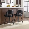 Karl Home Set Of 2 Brown PU Leather Bar Stools With Hollow Backrest, Iron Legs, Swivel - 4 of 4