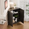 36 in. Tall Wood Grain Corner Storage Cabinet in Natural Wood Color, Storage Organizer with Adjustable Shelves for Bedroom Living/Dinning Room - 2 of 4