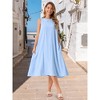 INSPIRE CHIC Women's Linen Sleeveless Crew Neck Shift with Pockets Casual Midi Dress - 3 of 4