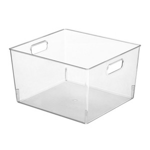 mDesign Large Plastic Household Storage Organizer Bin - Handles, 8 Pack, Clear, USA Made - 1 of 4
