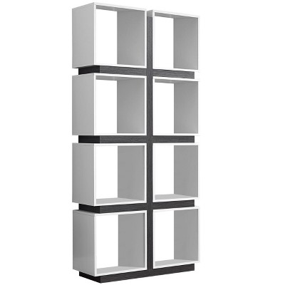 Bookshelf, Bookcase, Etagere, 5 Tier, 71"h, Office, Bedroom, Grey And White Laminate, Contemporary, Modern