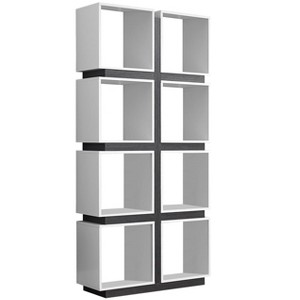 Bookshelf, Bookcase, Etagere, 5 Tier, 71"h, Office, Bedroom, Grey And White Laminate, Contemporary, Modern - 1 of 4