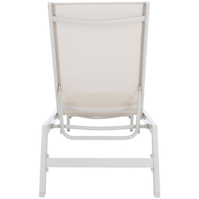 Coastal Breeze Silver and Beige Armless Chaise Lounger with Cushions