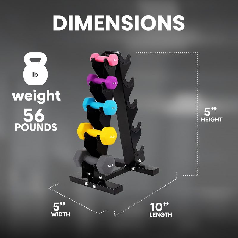 BalanceFrom Fitness Neoprene Coated Dumbbell Weight Set for Various Strength Training Workouts with Storage Rack Stand, 3 of 7
