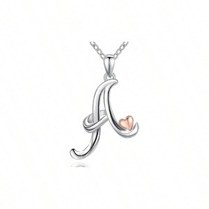 Initial Necklaces 26 Letter with Rose Gold Heart - 18 Inch Chain , Popular styles for 2026+year - 1 of 4