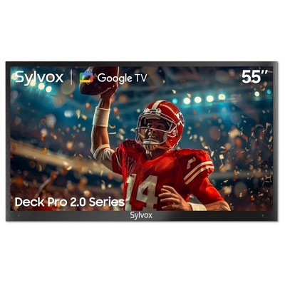 SYLVOX 55" Outdoor TV, 1000nits Google Smart TV Built-in Google Assistant, Chormecast, IP55 Waterproof Outside TV for Partial Sun (Deck Pro 2.0)