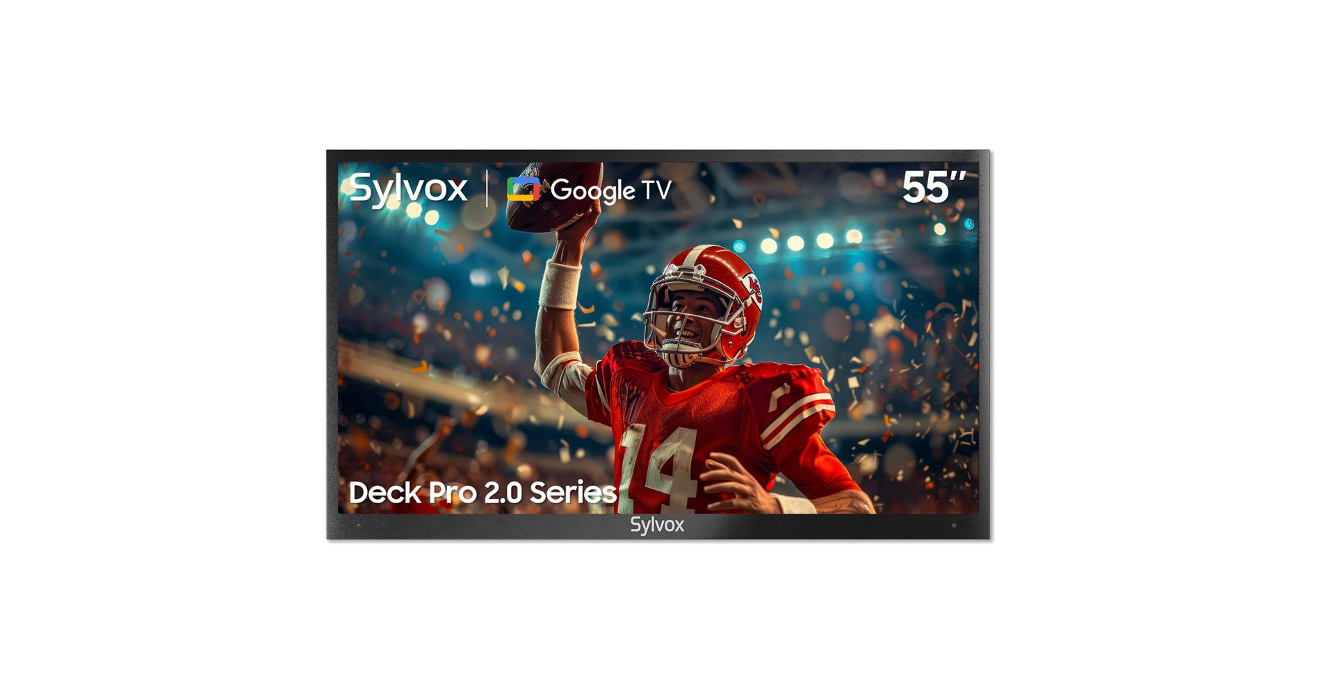 SYLVOX 55" Outdoor TV, 1000nits Google Smart TV Built-in Google Assistant, Chormecast, IP55 Waterproof Outside TV for Partial Sun (Deck Pro 2.0)