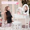 Kids Makeup Vanity Desk, Girls' Vanity Set with Light and Mirror, Makeup Table and Stool for Kids, Wood Dressing Table with Playset for 4-9 - 3 of 4