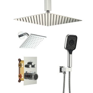 CASAINC Thermostatic Dual Shower Heads Ceiling Mount Fixed and Handheld Shower Head - 1 of 4