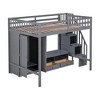 NicBex Full Size Loft Bed Wooden Bunk Bed Bed Frame with Wardrobe, Low Storage Table, Storage Stairs and Guardrail, No Box Spring Required, Gray - 3 of 4