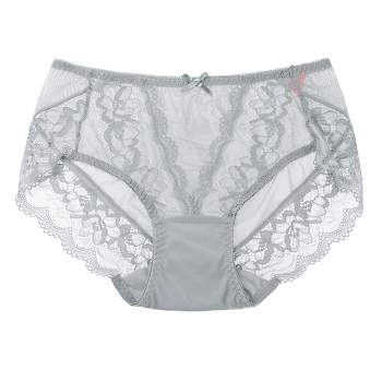 Agnes Orinda Women's Frill Trim Underwear Briefs Hipster Panty Satin  Panties 3 Pack Burgundy Gray Rose Red Small