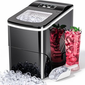 ZAFRO Ice Makers Countertop with Self-Cleaning, 26lbs/24hrs, 9 Cubes Ready in 6 Mins, Portable Ice Machine with 2 Sizes Bullet Ice/Ice Scoop, Black - 1 of 4