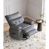 Oversized Wide Rocker Swivel Recliner Chair - Faux PU Leather Large Manual Recliner for Adults - 3 of 4