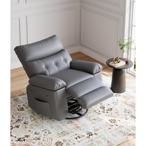 Oversized Wide Rocker Swivel Recliner Chair - Faux PU Leather Large Manual Recliner for Adults - 1 of 4