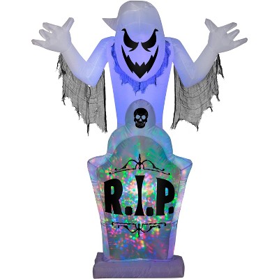 Gemmy Projection Airblown Inflatable Kaleidoscope Ghost & Tombstone OPP (RGB), 7 ft Tall, White