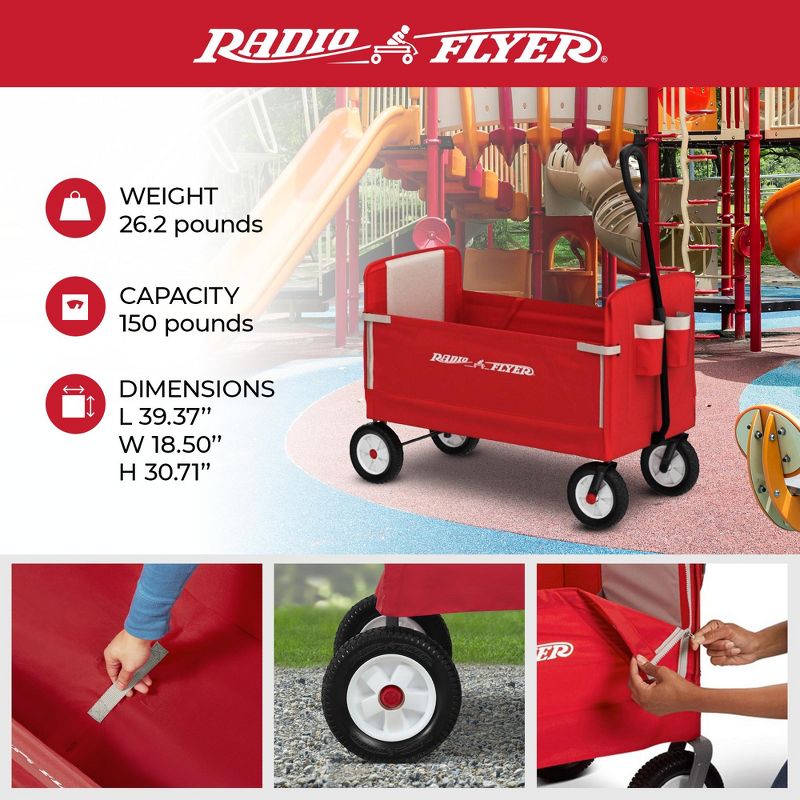 Radio Flyer All Terrain 3-in-1 Off Road EZ Fold Wagon for Kids and Cargo, Red, 3 of 9