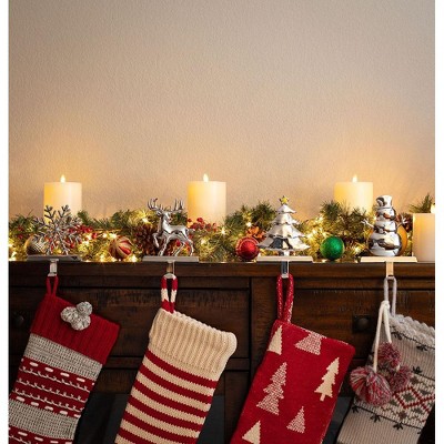 Silver Metal Christmas Stocking Holders Set of 4