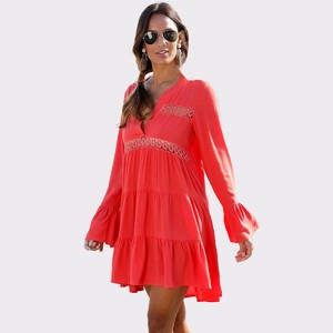 Women's Flowy Flared Sleeve Dress - LASCANA - 1 of 4