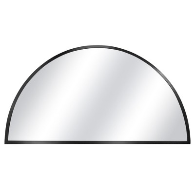 Beautyolove 20 in. W x 40 in. H Half Circle Black Aluminum Alloy Framed Decorative Wall Mirror