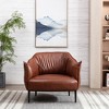KINWELL 33" Wide Faux Vegan Leather Upholstery Barrel Chair with Metal Legs - 2 of 4