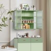 27.56" Modern Two-Door Wall Cabinet with Glass Doors, Three-Tier Storage for Bathroom, Kitchen, - 3 of 4