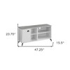 HomeRoots 47" Gray And White Wood Enclosed and Open Storage TV Stand - 3 of 4
